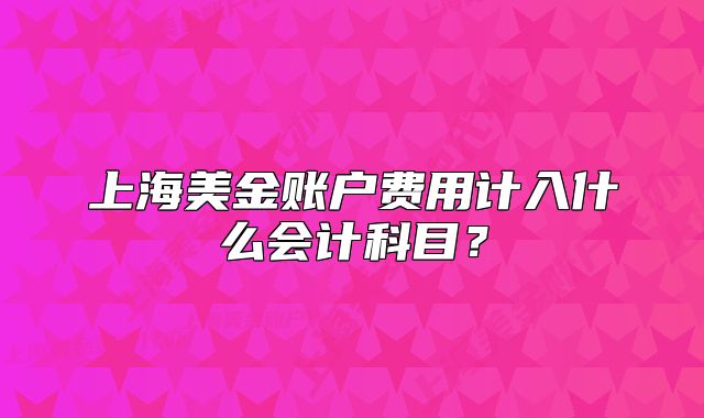 上海美金账户费用计入什么会计科目？