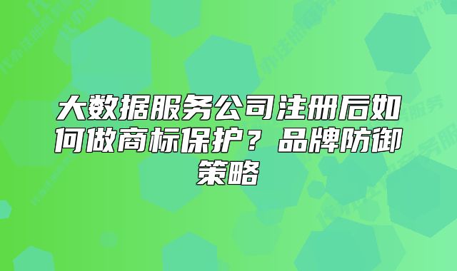 大数据服务公司注册后如何做商标保护?品牌防御策略
