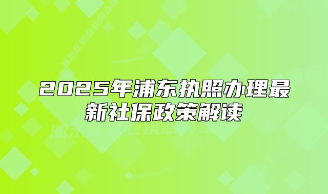 2025年浦东执照办理最新社保政策解读
