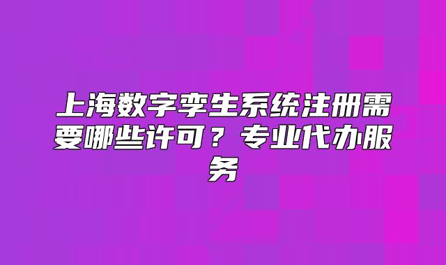 上海数字孪生系统注册需要哪些许可?专业代办服务