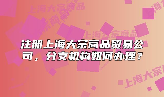 注册上海大宗商品贸易公司,分支机构如何办理?