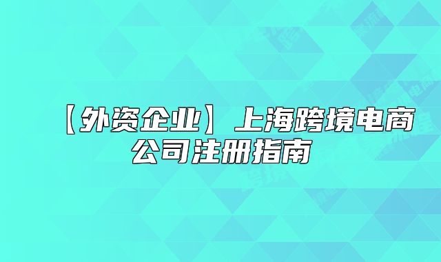 【外资企业】上海跨境电商公司注册指南