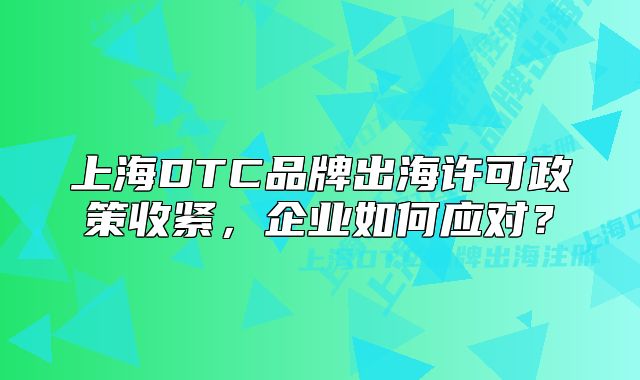 上海DTC品牌出海许可政策收紧,企业如何应对?
