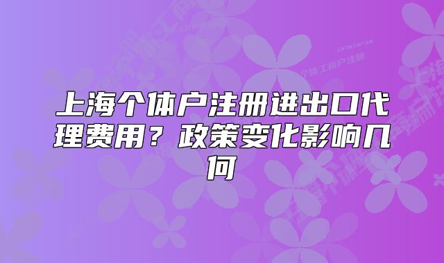 上海个体户注册进出口代理费用？政策变化影响几何