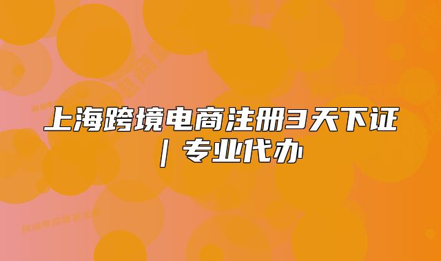 上海跨境电商注册3天下证|专业代办