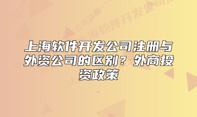 上海软件开发公司注册与外资公司的区别?外商投资政策