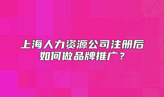 上海人力资源公司注册后如何做品牌推广?