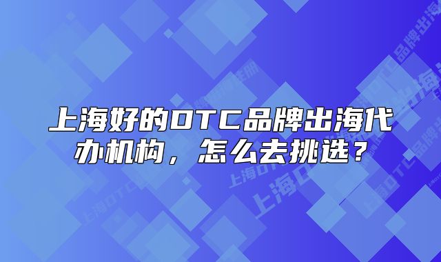 上海好的DTC品牌出海代办机构,怎么去挑选?