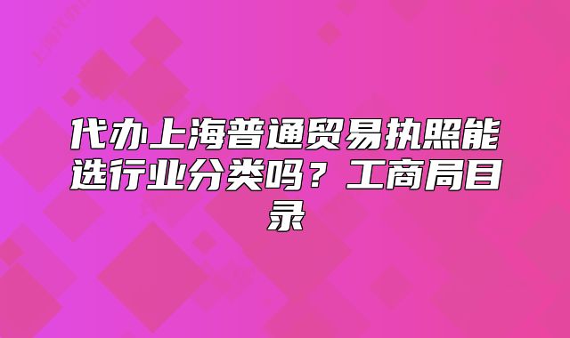 代办上海普通贸易执照能选行业分类吗?工商局目录