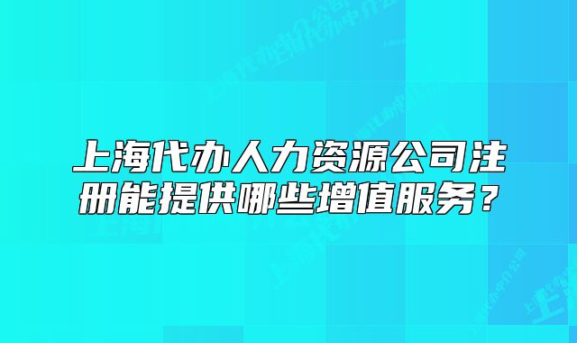 上海代办人力资源公司注册能提供哪些增值服务？