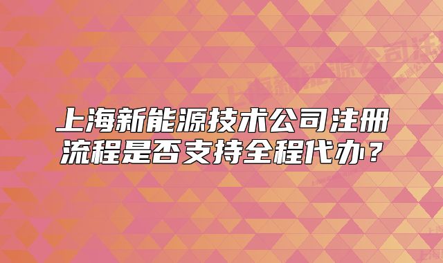 上海新能源技术公司注册流程是否支持全程代办?