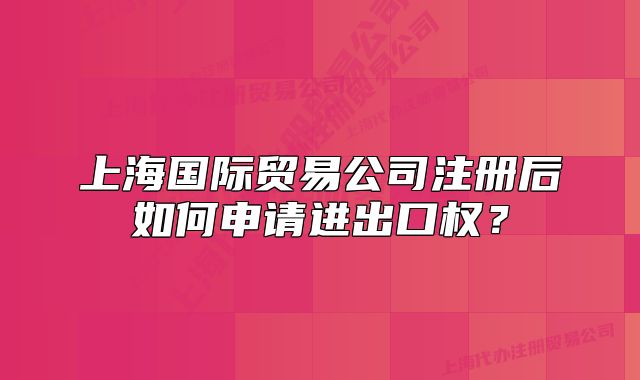 上海国际贸易公司注册后如何申请进出口权？