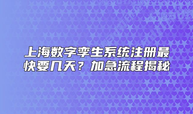 上海数字孪生系统注册最快要几天?加急流程揭秘