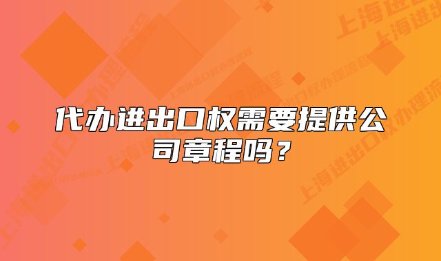 代办进出口权需要提供公司章程吗?