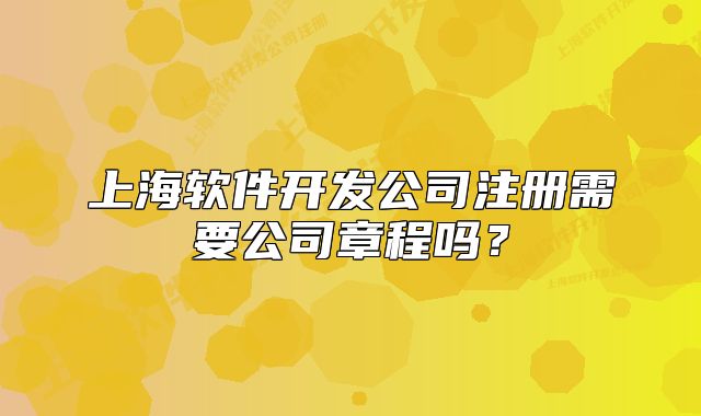 上海软件开发公司注册需要公司章程吗?