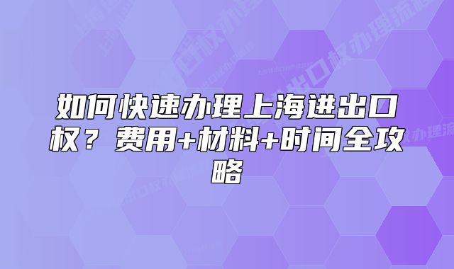 如何快速办理上海进出口权?费用+材料+时间全攻略