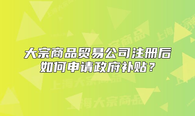大宗商品贸易公司注册后如何申请政府补贴?