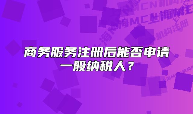 商务服务注册后能否申请一般纳税人?