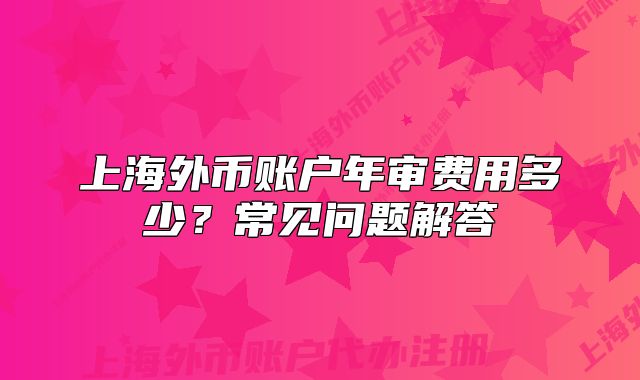 上海外币账户年审费用多少？常见问题解答