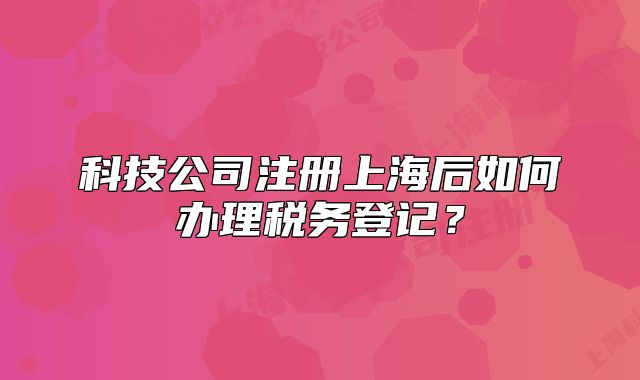 科技公司注册上海后如何办理税务登记？