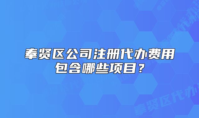 奉贤区公司注册代办费用包含哪些项目？