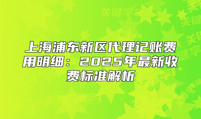 上海浦东新区代理记账费用明细：2025年最新收费标准解析
