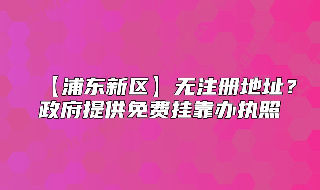 【浦东新区】无注册地址?政府提供免费挂靠办执照