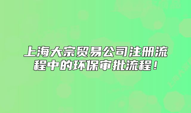 上海大宗贸易公司注册流程中的环保审批流程!