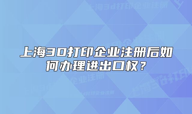 上海3D打印企业注册后如何办理进出口权?