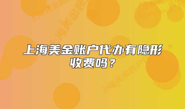 上海美金账户代办有隐形收费吗？