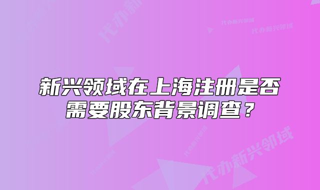 新兴领域在上海注册是否需要股东背景调查?
