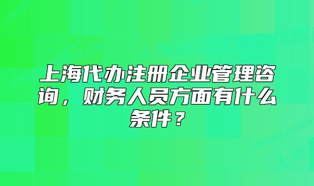 上海代办注册企业管理咨询,财务人员方面有什么条件?