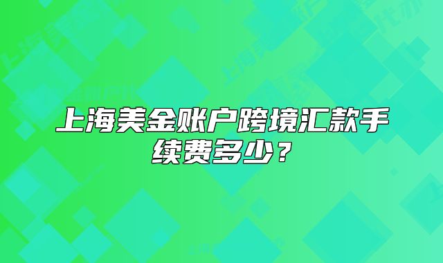 上海美金账户跨境汇款手续费多少？