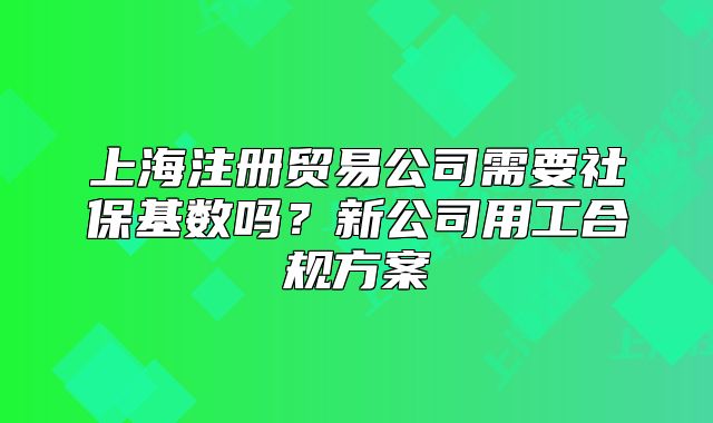上海注册贸易公司需要社保基数吗？新公司用工合规方案
