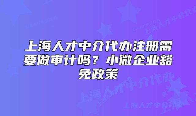 上海人才中介代办注册需要做审计吗？小微企业豁免政策