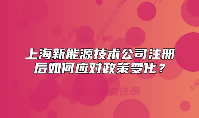 上海新能源技术公司注册后如何应对政策变化?