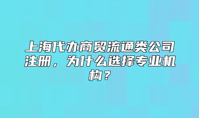 上海代办商贸流通类公司注册,为什么选择专业机构?