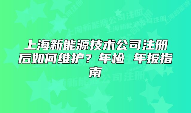 上海新能源技术公司注册后如何维护?年检 年报指南