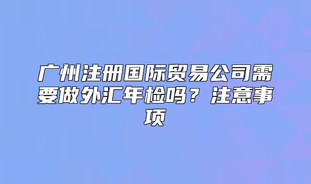 广州注册国际贸易公司需要做外汇年检吗?注意事项