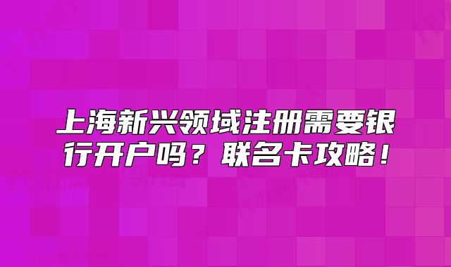 上海新兴领域注册需要银行开户吗？联名卡攻略！