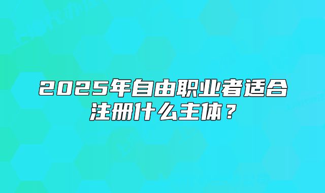 2025年自由职业者适合注册什么主体?
