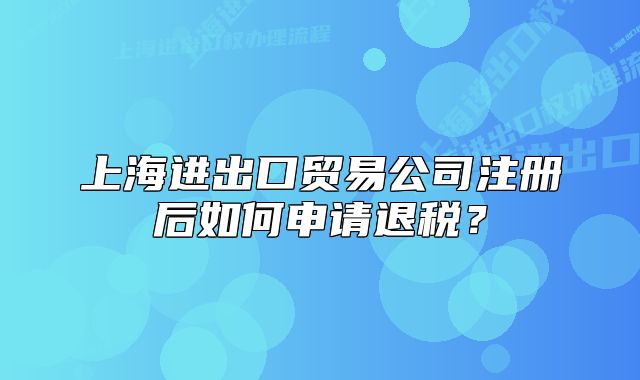 上海进出口贸易公司注册后如何申请退税？