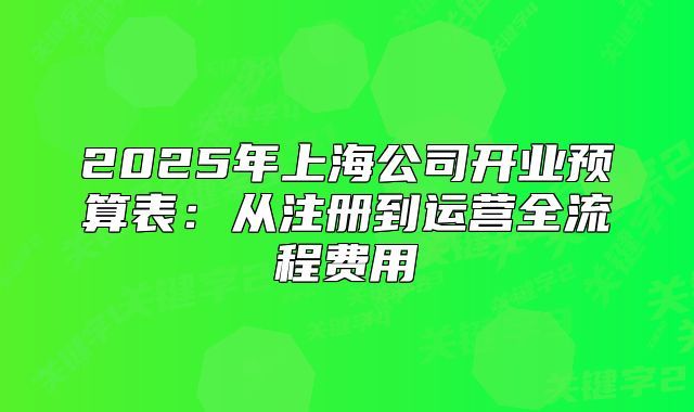 2025年上海公司开业预算表：从注册到运营全流程费用