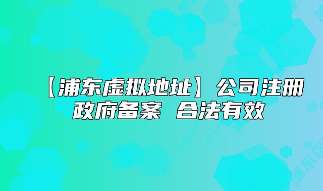 【浦东虚拟地址】公司注册 政府备案 合法有效