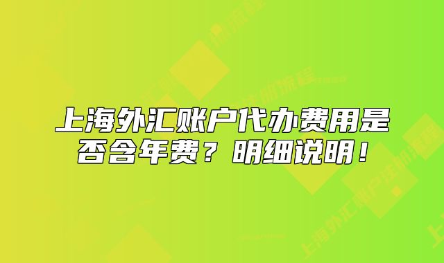 上海外汇账户代办费用是否含年费?明细说明!