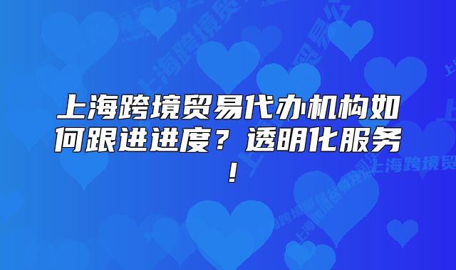 上海跨境贸易代办机构如何跟进进度?透明化服务!