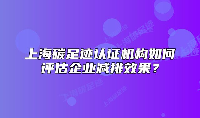 上海碳足迹认证机构如何评估企业减排效果？