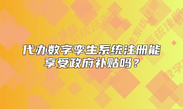 代办数字孪生系统注册能享受政府补贴吗?