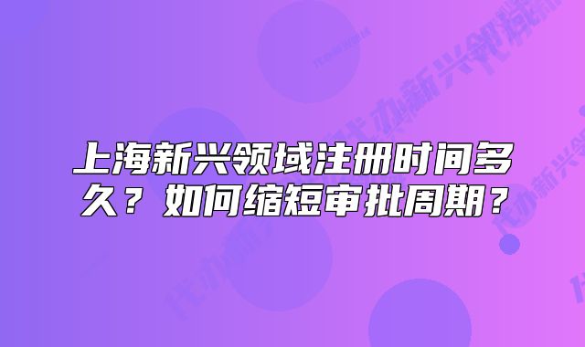 上海新兴领域注册时间多久?如何缩短审批周期?