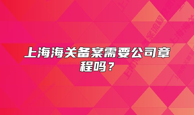 上海海关备案需要公司章程吗?